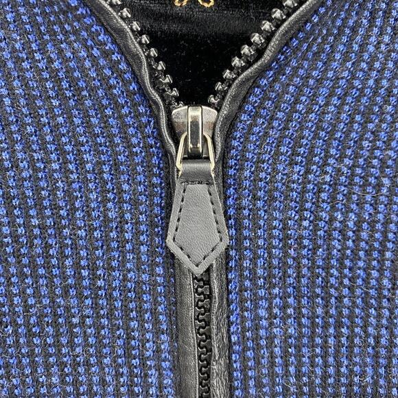 Robert Graham Sweater Mens Extra Large Blue Black Trim Wool 1/4 Zip Pullover - Picture 8 of 16